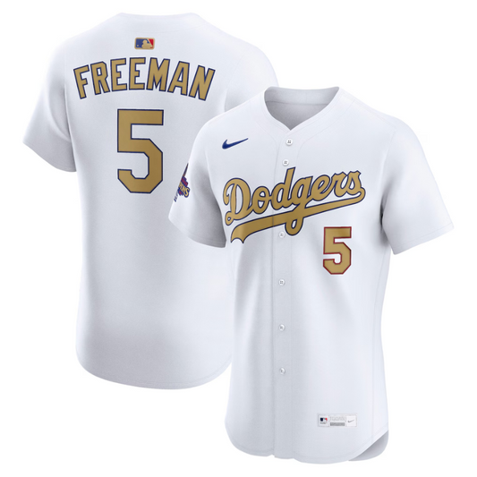 Freddie Freeman Los Angeles Dodgers Nike 2025 Gold Collection Elite Jersey – White