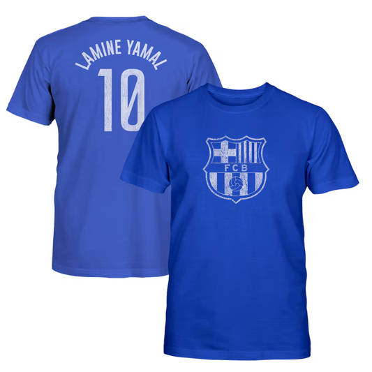 Lamine Yamal Barcelona 1863FC Youth Player Name & Number T-Shirt - Blue