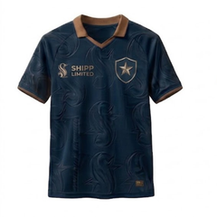 Shipp Limited Men's Short-Sleeve Polo Shirt - Navy Blue with Textured Pattern
