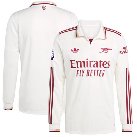 Arsenal adidas 2025/26 Third Authentic Long Sleeve Jersey - White Adidas