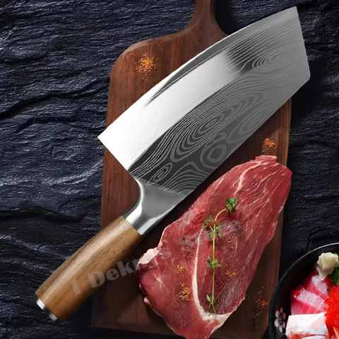 Professional Laser Damascus Japanese Chef & Cleaver Knife – Stainless Steel