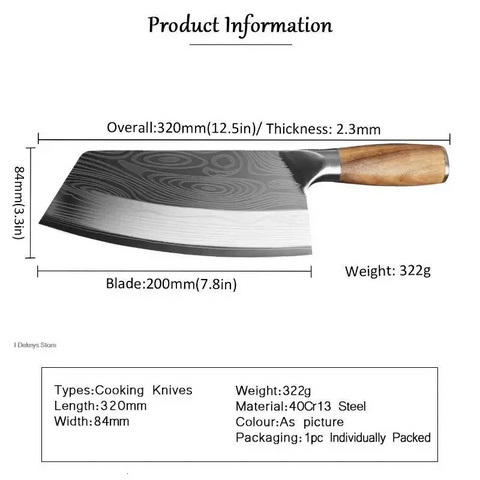 Professional Laser Damascus Japanese Chef & Cleaver Knife – Stainless Steel