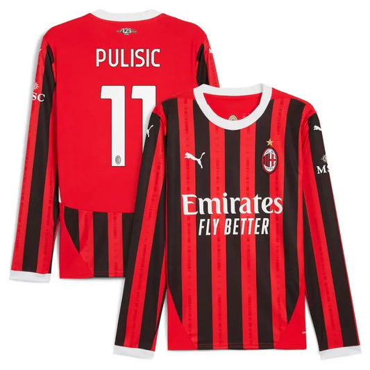 Christian Pulisic AC Milan Puma 2024/25 Home Long Sleeve Player Jersey - Red Puma