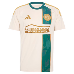 ""Cream, Teal & Gold Sash Performance Football Jersey – Premium Custom Soccer Shirt (Almiron)""
