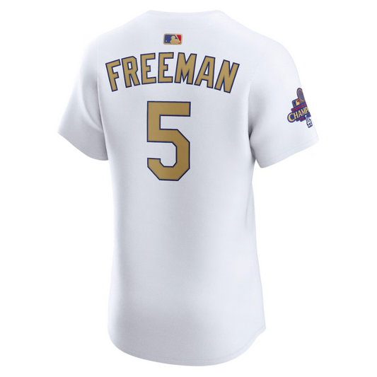 Freddie Freeman Los Angeles Dodgers Nike 2025 Gold Collection Elite Jersey – White