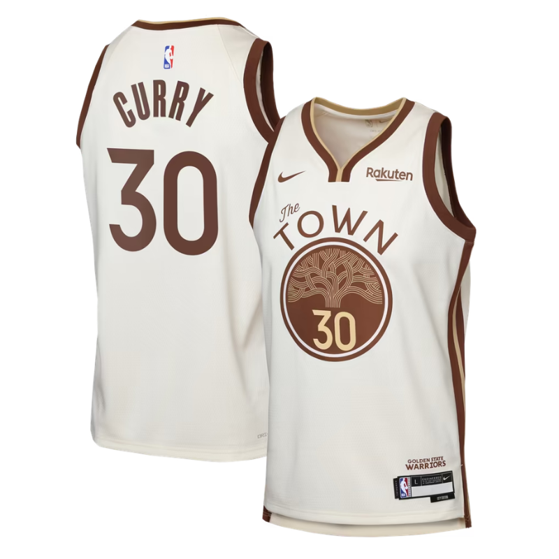 ""Golden State Warriors """"The Town"""" Cream & Brown Basketball Jersey (Curry)""