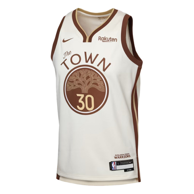 ""Golden State Warriors """"The Town"""" Cream & Brown Basketball Jersey (Curry)""