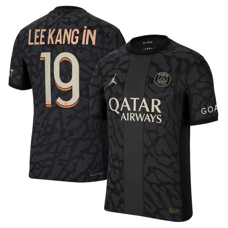 Jordan Brand Lee Kang In Paris Saint-Germain Anthracite 2023/24 Third Match Player Jersey Brand