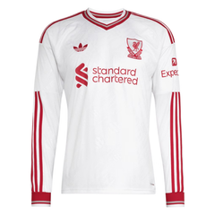 Men's Long-Sleeve White & Red Retro-Style Football Shirt (Szoboszlai)