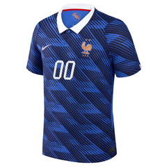 France Men's Premium Blue Textured Stripe Football Shirt – Slim Fit Pro-Style Matchday Performance Top