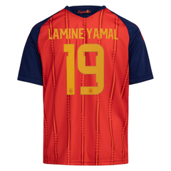 Men's Premium Red and Navy Custom Football Shirt – Slim Fit Pro-Style Matchday Performance Top (Lamine Yamal)