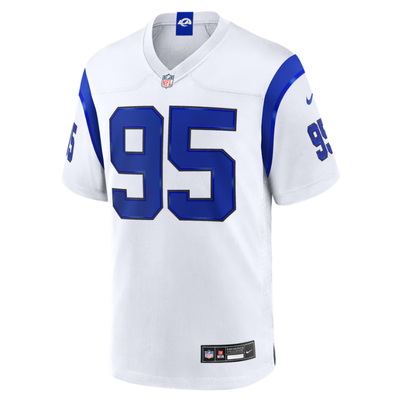 Los Angeles Style White & Royal Blue Football Jersey (Garrett)