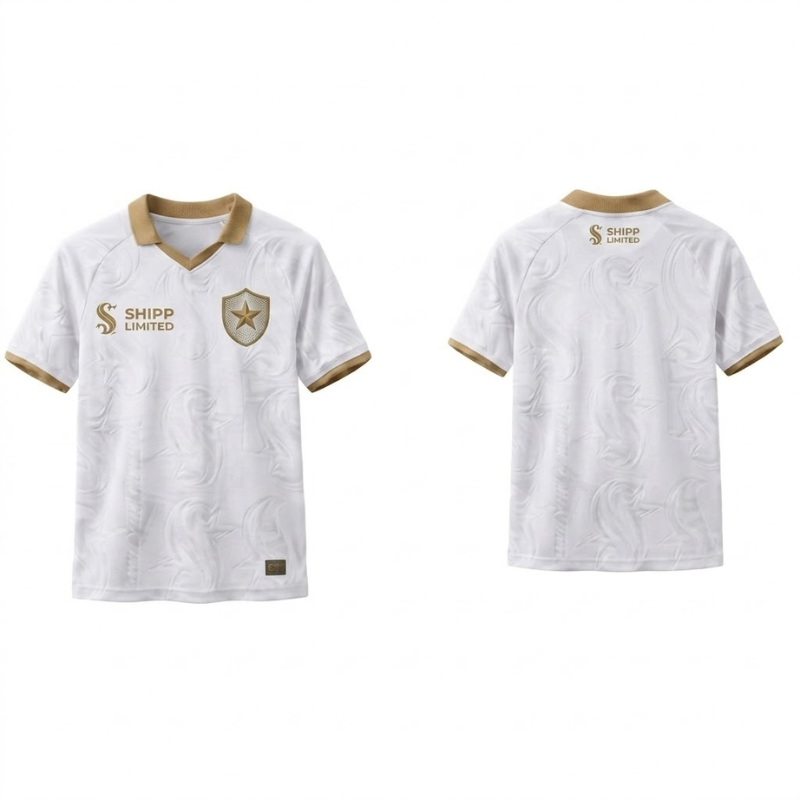 Shipp Limited Men’s Performance Polo Shirt – Crisp White with Tonal Textured Pattern
