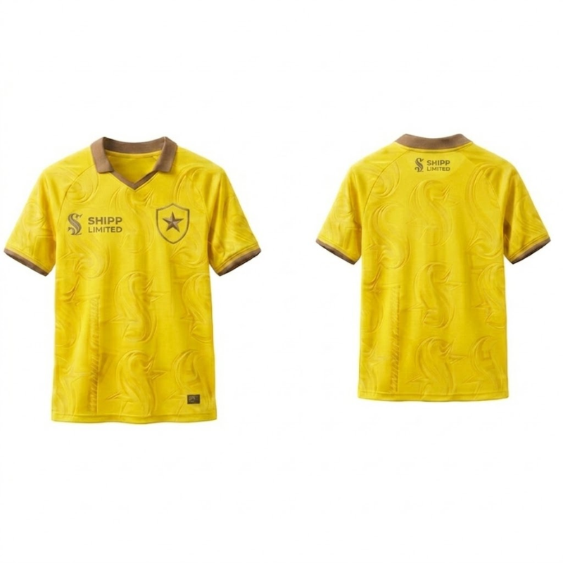 Shipp Limited Men’s Performance Polo Shirt – Vibrant Yellow with Tonal Textured Pattern