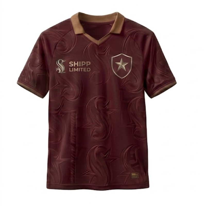 Shipp Limited Men's Short-Sleeve Polo Shirt - Burgundy with Textured Pattern