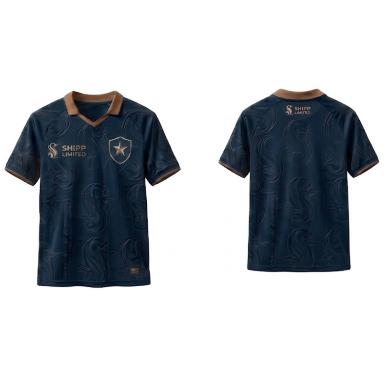 Shipp Limited Men's Short-Sleeve Polo Shirt - Navy Blue with Textured Pattern