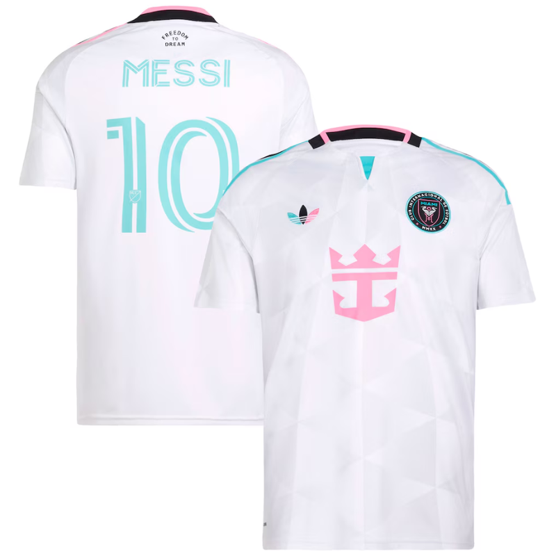 ""White, Pink & Cyan Performance Football Jersey – Premium Soccer Shirt (Messi)""